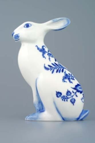 Český porcelán, a.s., Dubí Zajíc velký sedící 17 cm, cibulák, Český porcelán