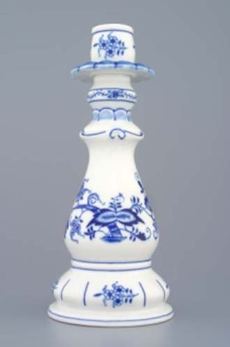 Český porcelán, a.s., Dubí Svícen 1982 21,5 cm, cibulák, Český porcelán