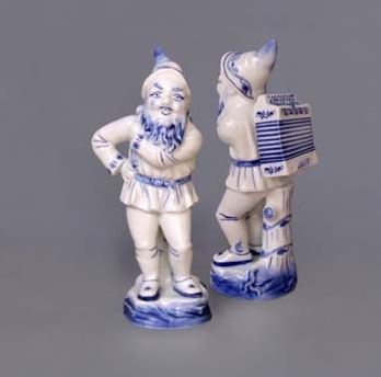 Český porcelán, a.s., Dubí Trpaslík s harmonikou LOJZA, 22,5 cm, cibulák, Český porcelán