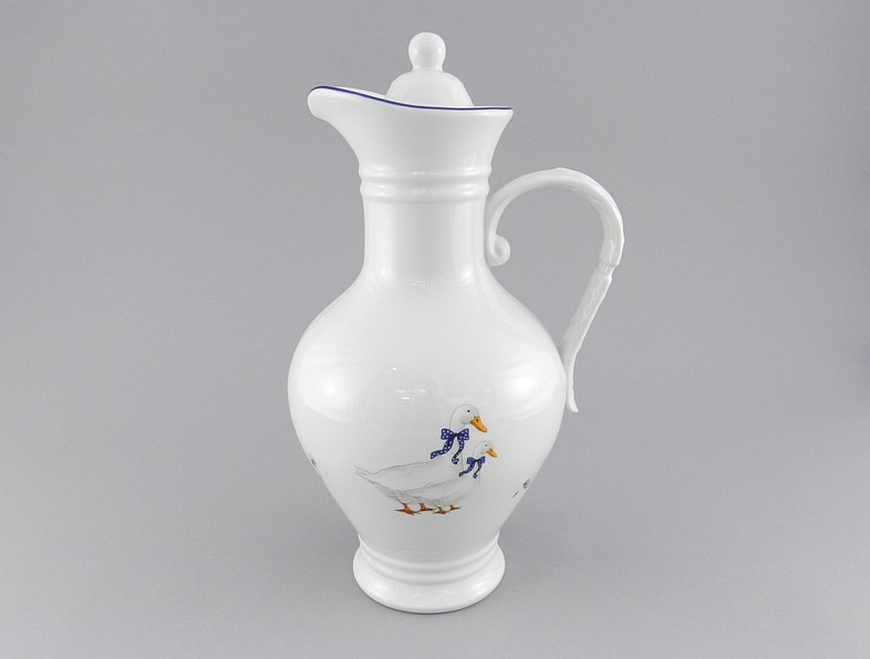 Džbán s víkem 2,30 l, husy, český porcelán, Leander