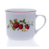 Hrnek Vařák, 0,65 l, Český porcelán, jahody s červenou linkou