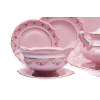 Jídelní souprava Sonáta, kytičky, růžový porcelán, Leander, 25 dílná2
