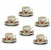 Bernadotte, čajové šálky a podšálky, 240 ml, slonová kost, květiny, Thun, 6 ks