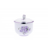 Cukřenka s víčkem s výřezem 200 ml, fialky, Český porcelán