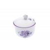 Cukřenka s víčkem s výřezem 200 ml, fialky, Český porcelán