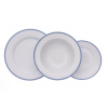 Talířová souprava Ella s hlubokými talíři 330 ml, bílá krajka, modrý lem, porcelán Thun, 18 d.