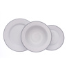 Talířová souprava Ella s hlubokými talíři 330ml, bílá krajka, šedý lem, porcelán Thun, 18 d.