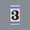 Číslo na dům - rámeček na střed, číslo 3, 110 x 55 mm, cibulák, Český porcelán