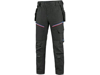 Kalhoty CXS LEONIS, pánské, černé s modro/červenými doplňky (Velikost 64)