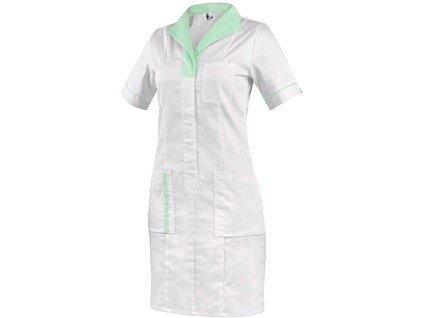 Dámské šaty CXS BELLA bílé se zelenými doplňky (Velikost 58)