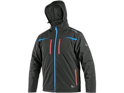 Bunda CXS NORFOLK, zimní, pánská, černá s HV modro/červenými doplňky (Velikost 3XL)