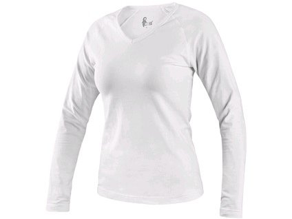 Tričko CXS MARY, dámské, výstřih do V, dlouhý rukáv, bílá (Velikost 4XL)
