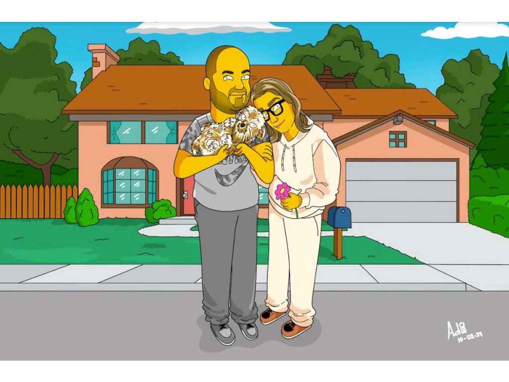 Obraz domu w stylu Simpsonów. Postacie z kreskówek Simpsonowie według zdjęcia
