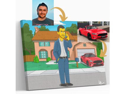 Styl Simpsonów Dom - ręcznie malowana karykatura ze zdjęcia