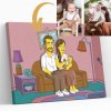 Styl Simpsonowie Kanapa - ręcznie malowana karykatura ze zdjęcia