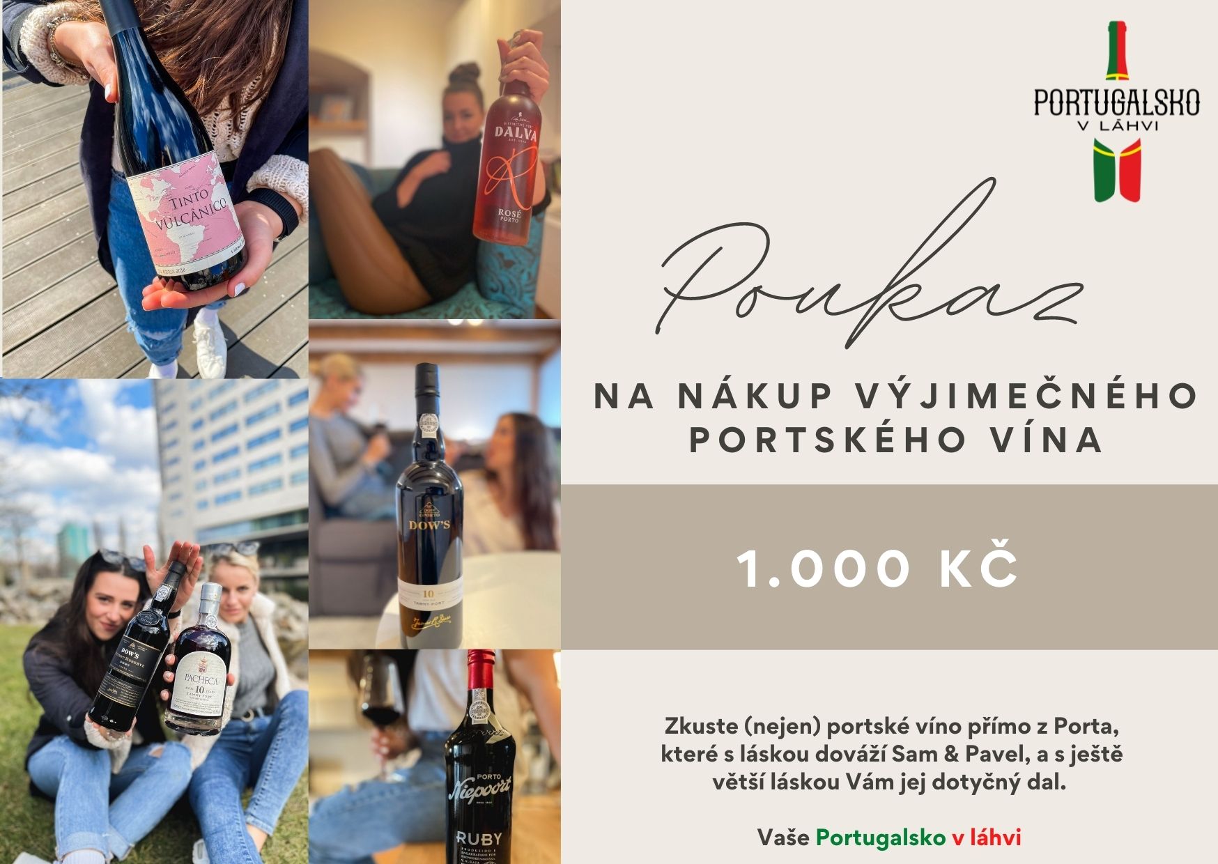 Portské víno dárkový poukaz 1000 korun