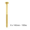 Tvrdená skrutka so zápustnou hlavou do dreva KMH priemer 6 mm, dĺžka 140 mm