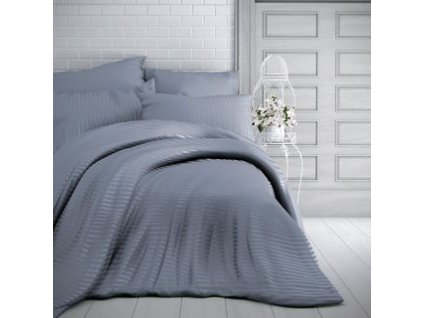 lozni satenove povleceni s prouzkem 140x200 70x90cm tmave sede 408030 1