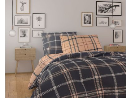 bavlnene povleceni nordic collection 140x200 70x90cm karo tmave hnede 687304 1
