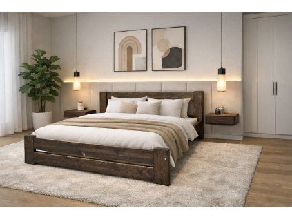 Modern bedroom with rustic elements