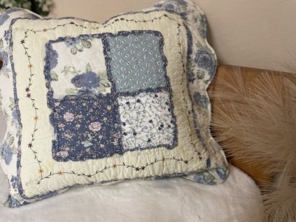 Povlak na polštář provence patchwork modrý květ  45x45cm