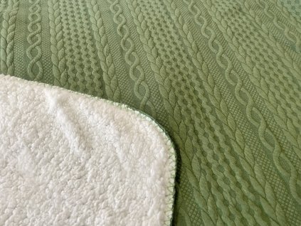 Deka mikroplyš s beránkem pletený vzor zelená 150x200 cm