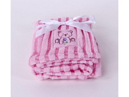 dětská deka mikrovlákno medvídek růžová