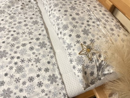Povlečení bavlna Kvalitex vánoční vločky šedé - poslední 1KS