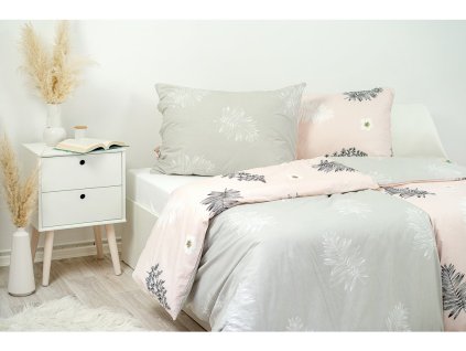 krepové povlečení kapradí růžové