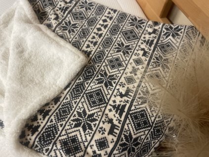 Deka mikroplyš s beránkem vánoční černobílá 130x170 cm