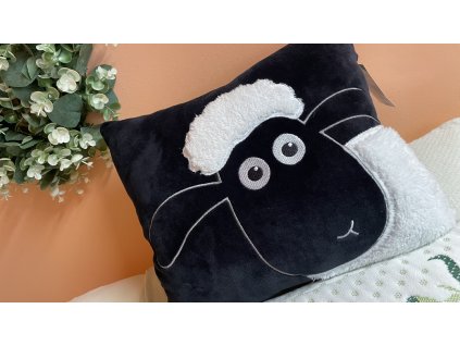 Polštářek mikrospandex černý s ovečkou