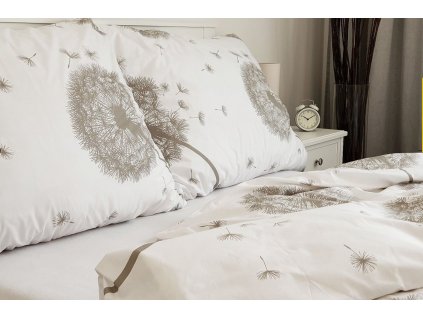 povlečení bavlna pampelišky bílo béžové