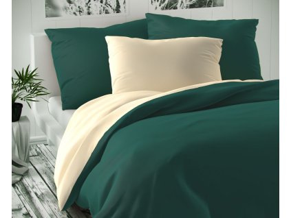 sténové povlečení lxury tmavě zelené smetanové