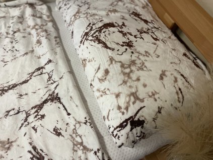 Povlečení mikroplyš /mikroflanel mramor hnědý 140x200cm, 70x90cm
