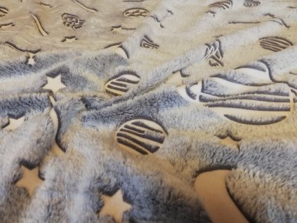Svítící deka šedá planetarium 100x150cm