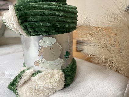 Deka mikroplyš s beránkem Sleepwell manžestr tmavě zelená 150x200 cm