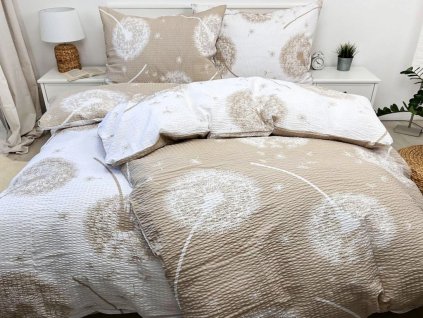 povlečení krepové pampelišky oboustranné bílo béžové