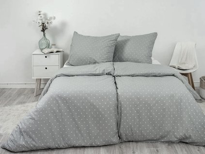 povlečení krepové puntík šedý