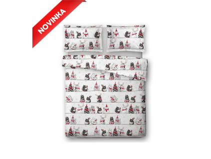 povlečení mikroplyš kočky vánoční