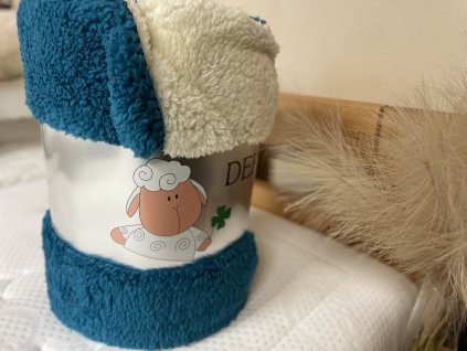 Deka mikroplyš s beránkem Sleepwell petrolejová /bílá 150x200 cm