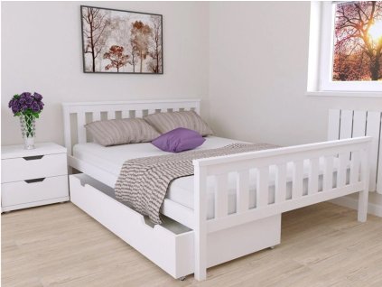 jednolůžko dvoulůžko borovice masiv Sofie bílá vysoké čelo u nohou