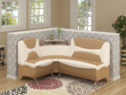 Rohová lavice VITEZ (Barva dub kraft - bílý, Materiál koženka - bordó + káva (premium))