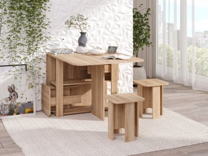 Skládací stůl KN-07 + 4 kusy taburet T-3 EKO (Barva antracit)