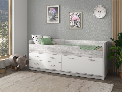 Dětská postel SKAUT, 70 x 190 cm, se zásuvkami a komodou (Barva antracit)