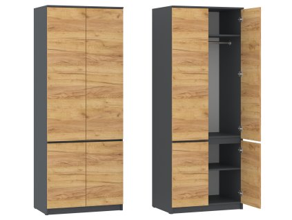 Šatní skříň "NEW SYSTEM" (Barva antracit + bílá)