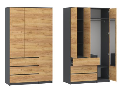 Šatní skříň H III "NEW SYSTEM" (Barva antracit + bílá)