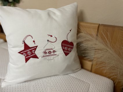 Povlak na polštář bavlna vánoční čas srdíčka 40x40cm