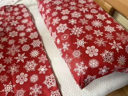 Povlečení bavlna Kvalitex vánoční vločky červené
