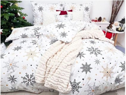 povlečení vánoční vločky béžové