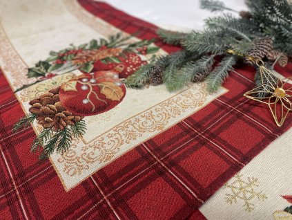 Vánoční ubrus gobelín štola koule 45x140 cm